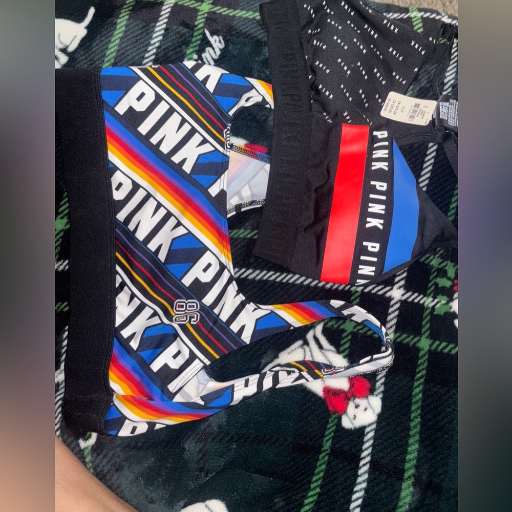 PINK Victoria's Secret Blue and Red Underwear & Socks Set